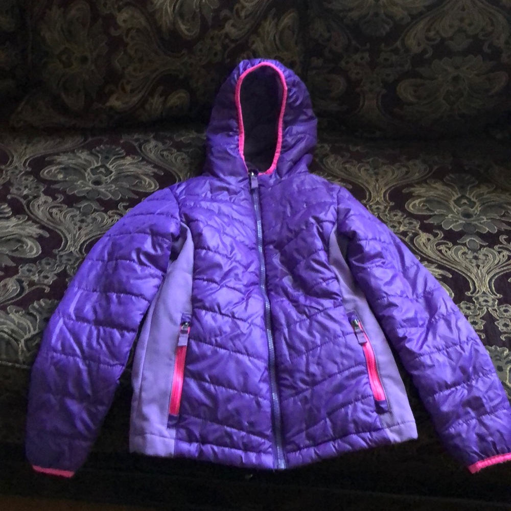 Kids purple puffer jacket.